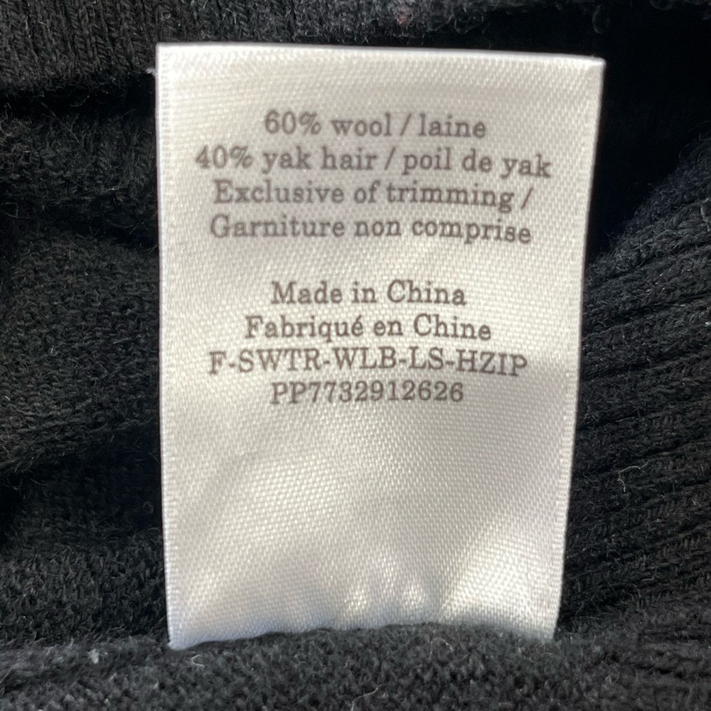 Everlane Yak Wool Blend Half Zip Mock Neck Sweater Black Large Quiet Luxury - Picture 11 of 12